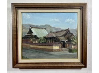 1985 Original Oil On Canvas Painting - Framed In Glass