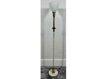 1920s Scalloped Base Brass Floor Lamp