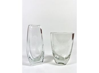 (2) Blown Crystal Vases
