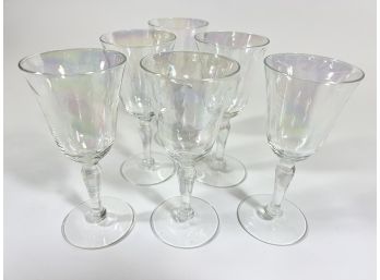 (6) Antique Iridescent Wine/Water Glasses