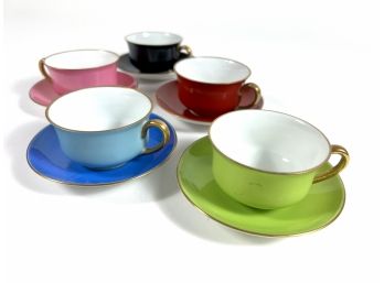 Set Of (5) Tea/espresso Cups & Saucers