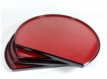(4) Double Sided Red & Black Lacquered Dinner Trays