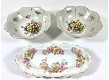 (3) Floral Porcelain China Pieces