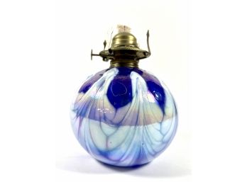 Handblown Art Glass Oil Lamp