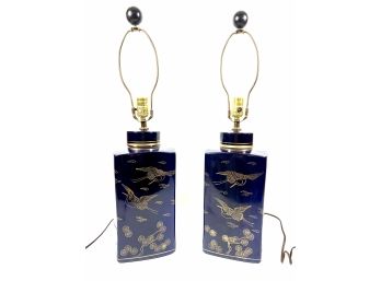 Pair Of Vintage Ceramic Japanese Table Lamps