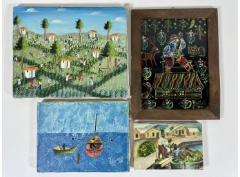 (4) Vintage Original Haitian Artworks