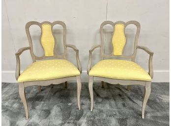 Pair Of Custom Upholstered French Arm Chairs