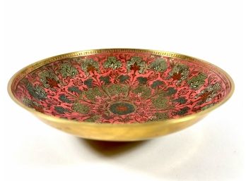 Vintage Brass Cloissone Bowl