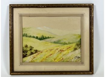 1938 Original Jessie Ross Framed Watercolor 'California Hills'