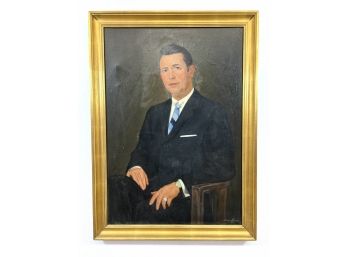 Large 1963 Framed Portrait - Oil On Canvas