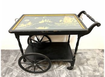 1950s Chinese Bar/tea Cart W/ Removable Tray Top