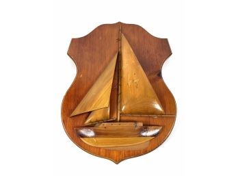 Antique Hand-carved Sail Boat 'Made By Inmate Of Maine State Prison'