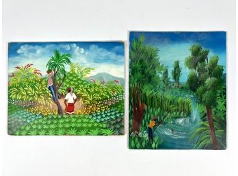 (2) Oil On Board Haitian Paintings