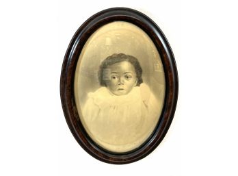 1800s Convex Glass Framed Portrait