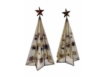 Pair Of Decorative Metal Christmas Trees