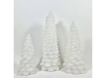 (3) Battery Operated Wax Christmas Trees