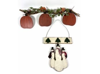 Fall Pumpkins & Snowmen Hanging Decorations