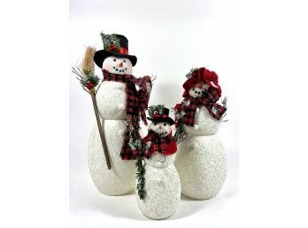 Lot Of (3) Beaded Snowmen Decorations