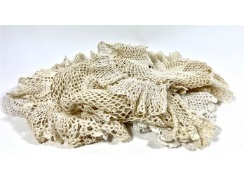 Lot Of Antique Hand-crocheted Doilies