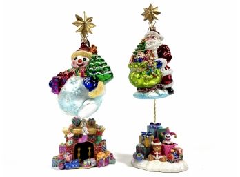 (2) Fine Christmas Ornaments & (2) Stands/hangers