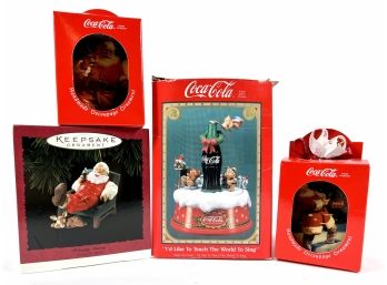 (4) Coca-cola Christmas Ornaments