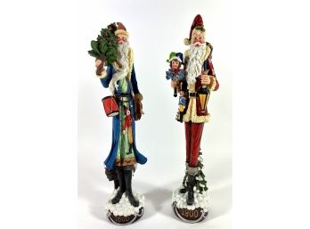 (2) Large 'santa Through The Decades' Figurines - Original Boxes