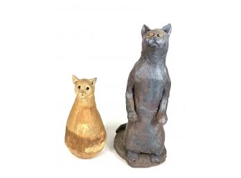 Vintage Studio Pottery Cat Sculptures