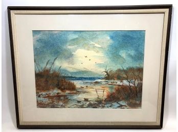 Donald Thompson Original Watercolor 'Snow On Marshland'
