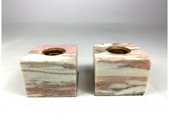 Pair Of Vermarco VT. Marble Candle Holders