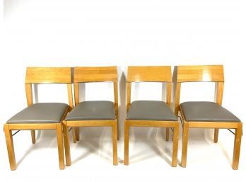 Set Of 4 Solid Oak And Metal Chairs