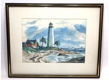 Donald Thompson Original Watercolor 'Summer At New Haven Lighthouse'