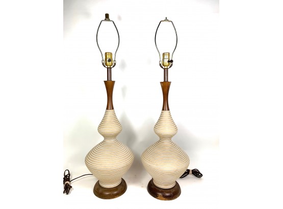 Pair Of Mid-Century Ceramic Lamps