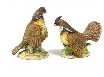 'Ruffed Grouse' Porcelain Bird Sculptures By Lefton