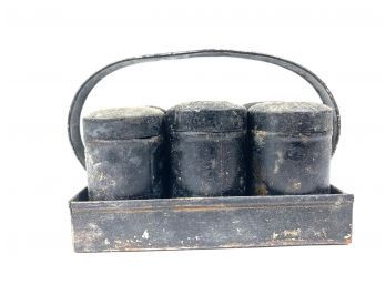 Antique Spice Containers And Caddy