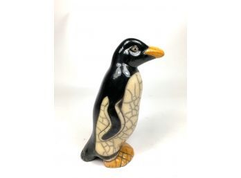 Raku Pottery Penguin