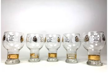 Set Of 5 Mid-Century Cocktail Glasses