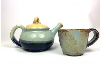 Signed Studio Pottery Teapot & Mug
