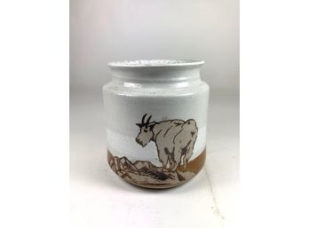 Mountain Goat Pottery Piece - Signed
