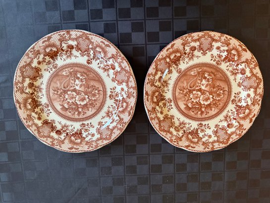 Toile Brown & White Dessert Plates