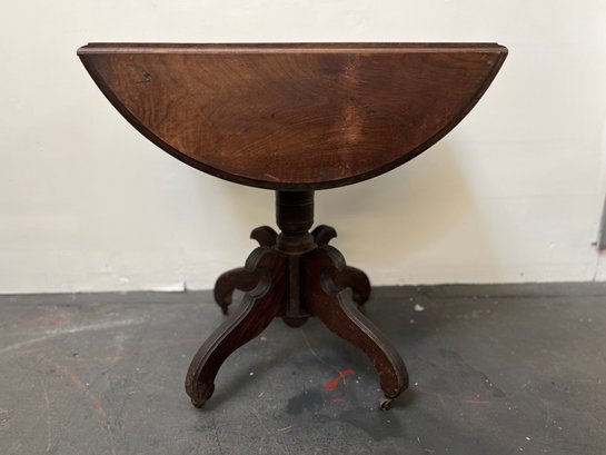 Vintage Victorian Walnut Drop Leaf Table.       Base Wired Years Ago For Extra Strength
