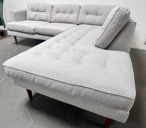 West Elm Two Piece Grey Upholstered Sectional
