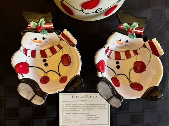 Fitz & Floyd Snowman Candy Dishes ~ NIB