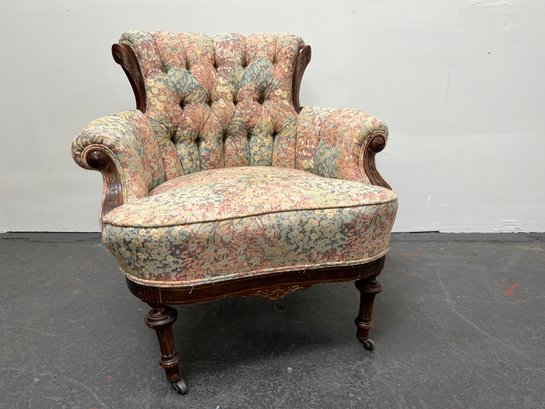 Vintage Muted Tufted Victorian Side Chair