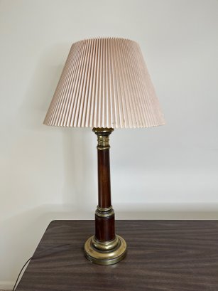 Brushed Nickel Lamp Brass & Wood Finish 31.5' H