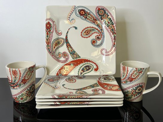 Tabletops Gallery Multi Paisley Plates And Mugs