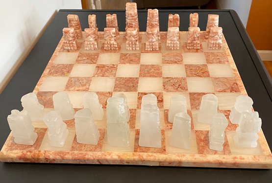 Vintage Marble Pink & White Chess Set