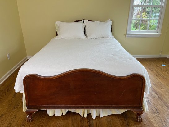 Antique Mahogany Bed Frame Intricate Detail On The Frame