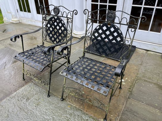 Two Metal Arm Chairs