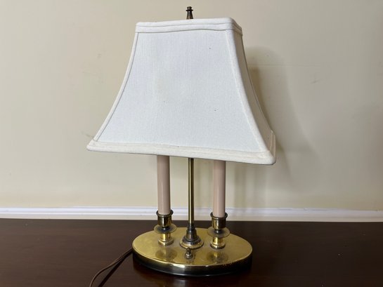 Brass Candlestick Lamp With Shade