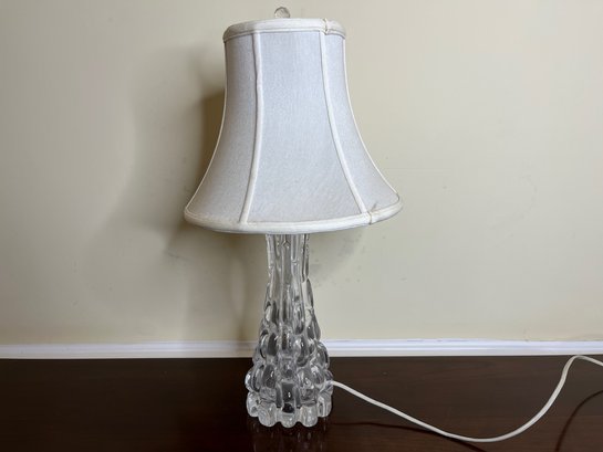 Heavy Crystal  Lamp With A Silk Shade